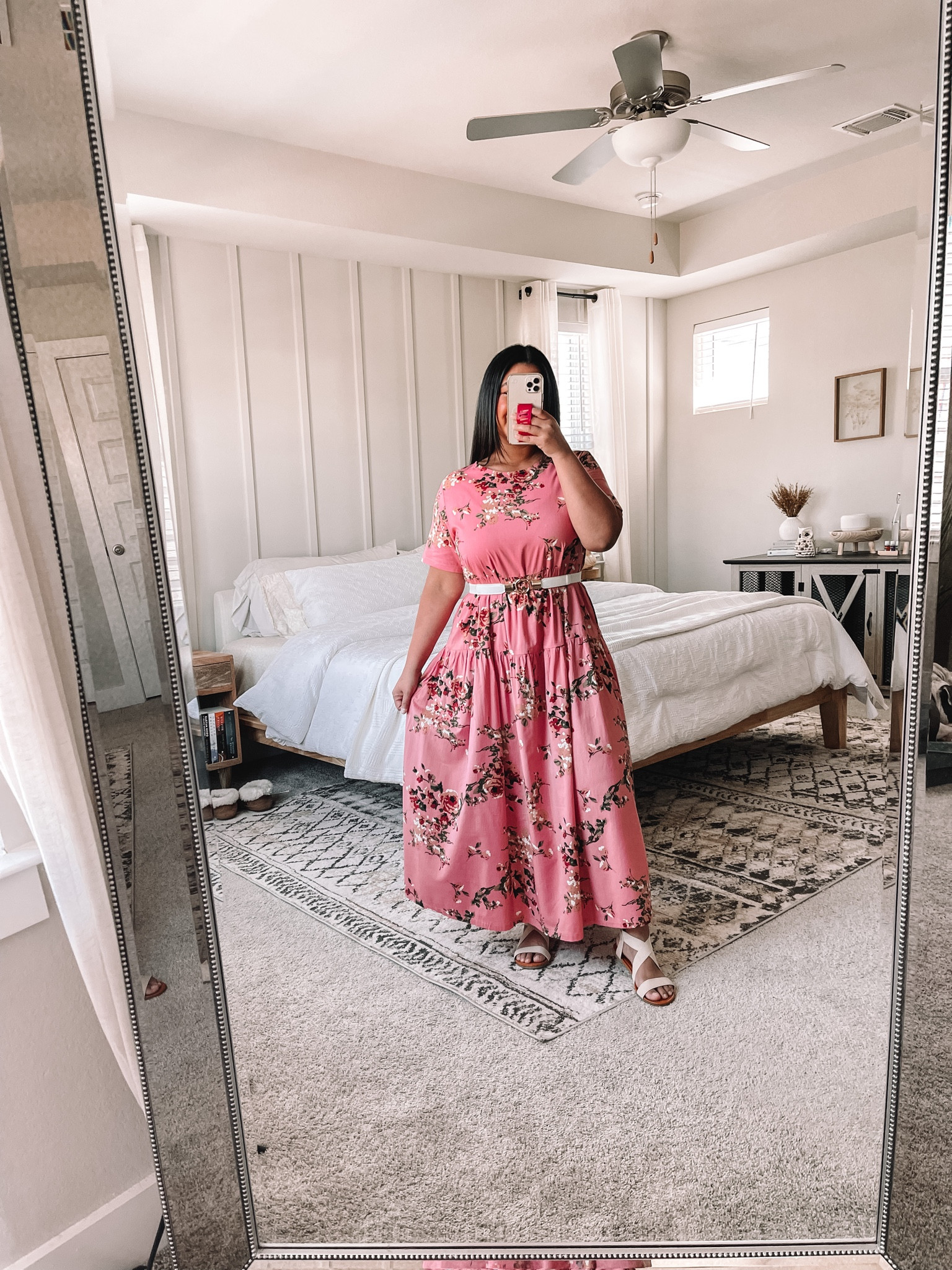 Dress: M (size down one). Belt: M.
Sandals true to size! 

#LTKcurves #LTKunder50 #LTKmidsize