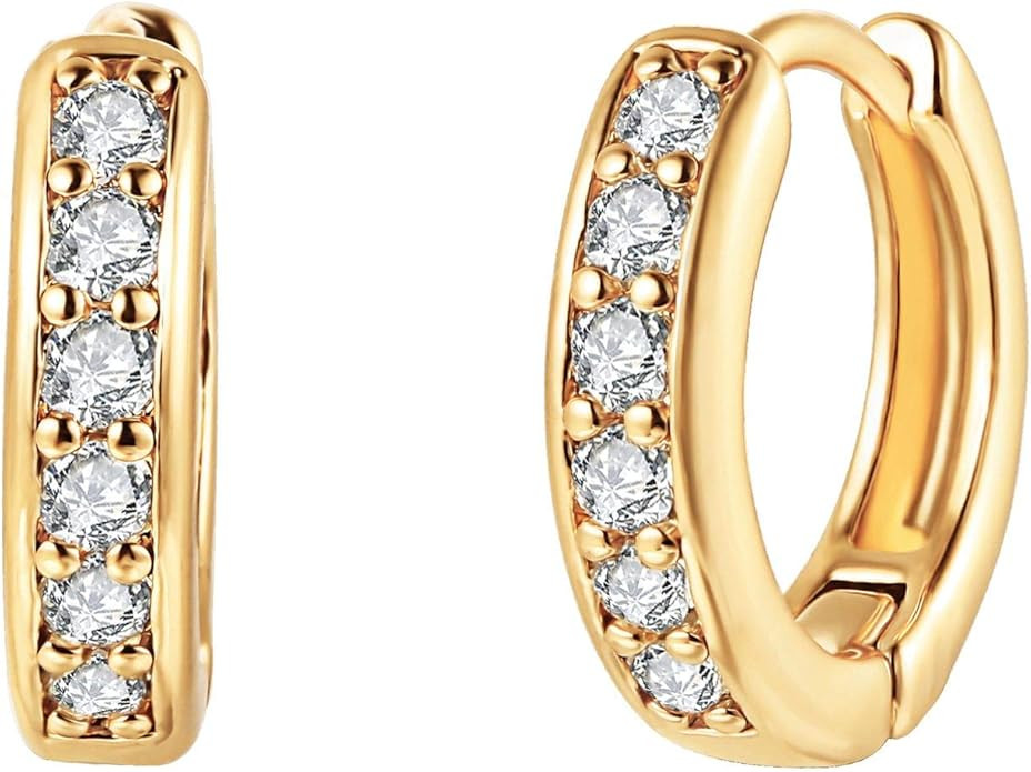 Barzel 18K Gold Plated Cubic Zirconia Huggie Cuff Earrings For Women | Amazon (US)