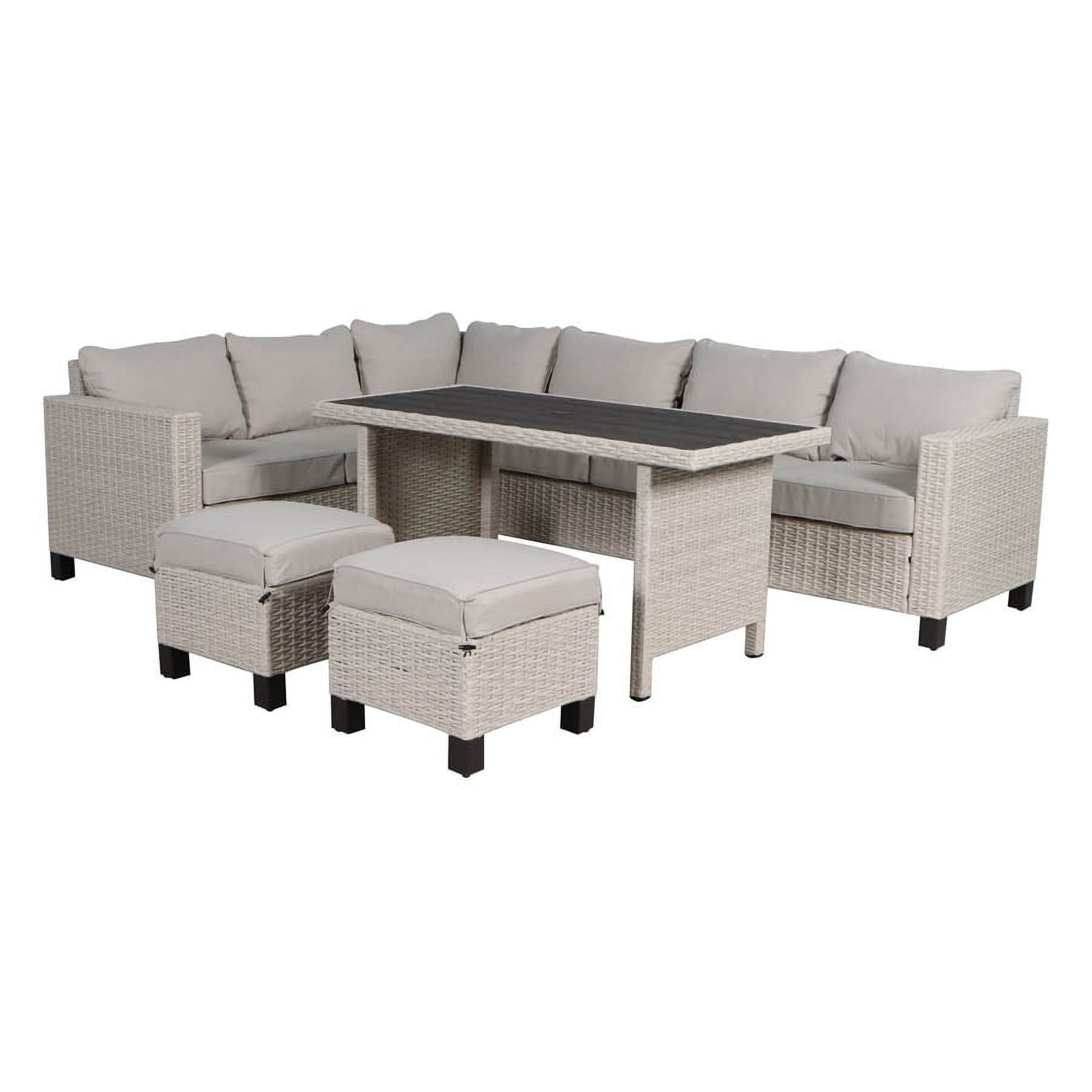 Better Homes & Gardens Brookbury 5 Piece Wicker Outdoor Sectional Dining Set - Light Gray/ Beige | Walmart (US)