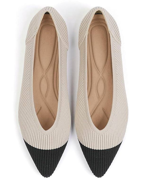 Women's Flats Shoes Pointed Toe Knit Ballet Comfortable Dressy Slip On Flat | Amazon (US)