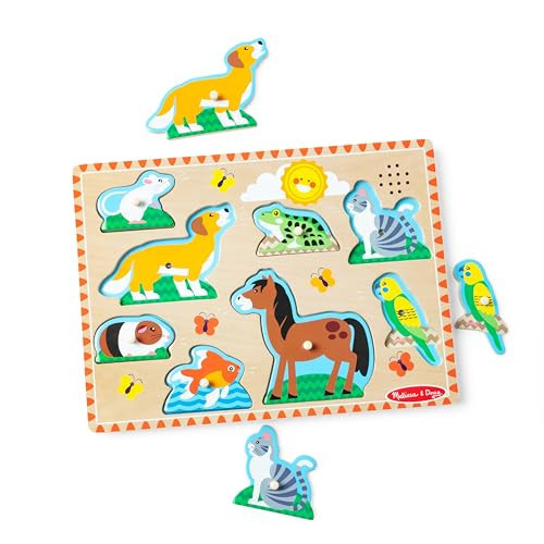 Melissa & Doug Pets Sound Puzzle - Wooden Peg Puzzle With Sound Effects (8 pcs) | Amazon (US)