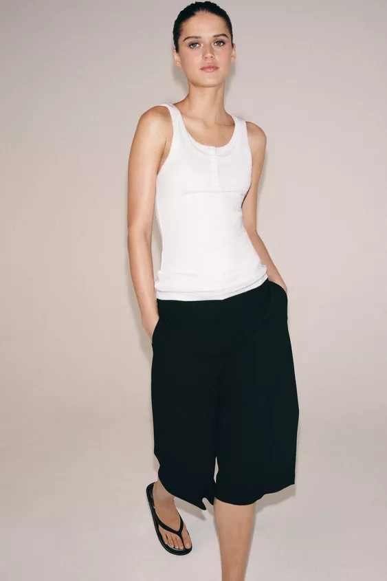 RIBBED BUTTON TOP | Zara UK