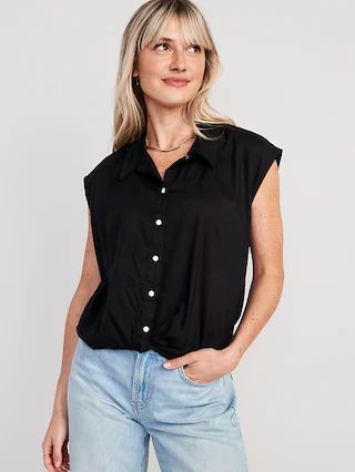 Dolman-Sleeve Twist-Front Button-Down Shirt for Women | Old Navy (US)
