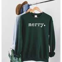 Merry Sweatshirt, Christmas Cute Holiday Mom Shirt, Minimalist Gifts, Warm Jumper, Winter Sweatshirt | Etsy (US)