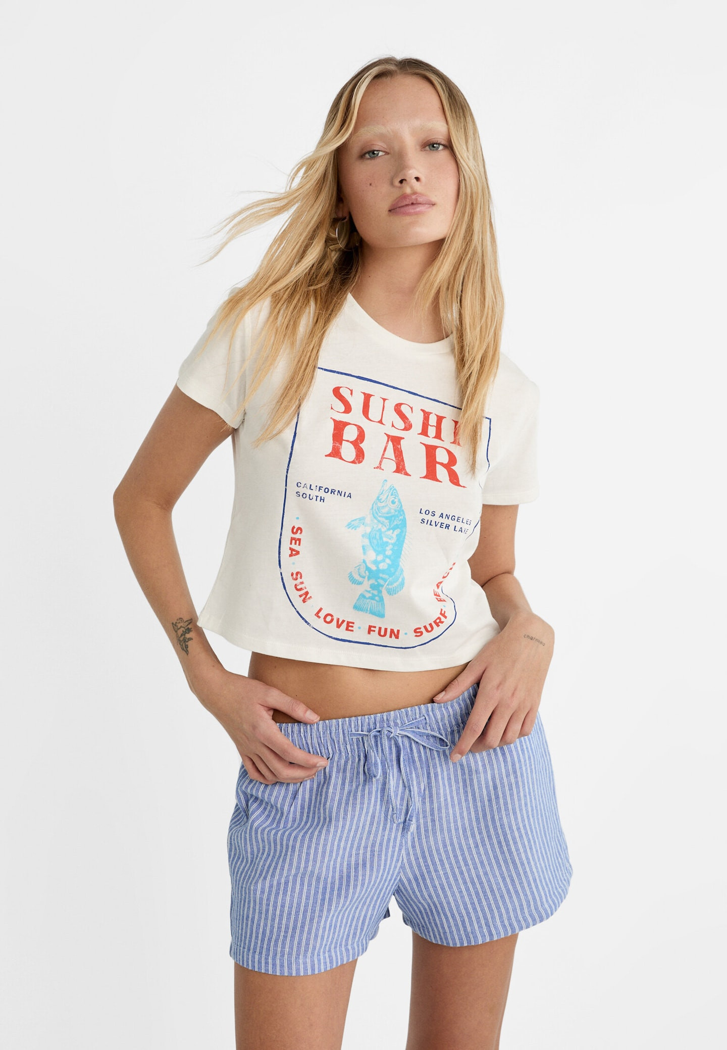Flowing striped linen blend shorts | Stradivarius (UK)