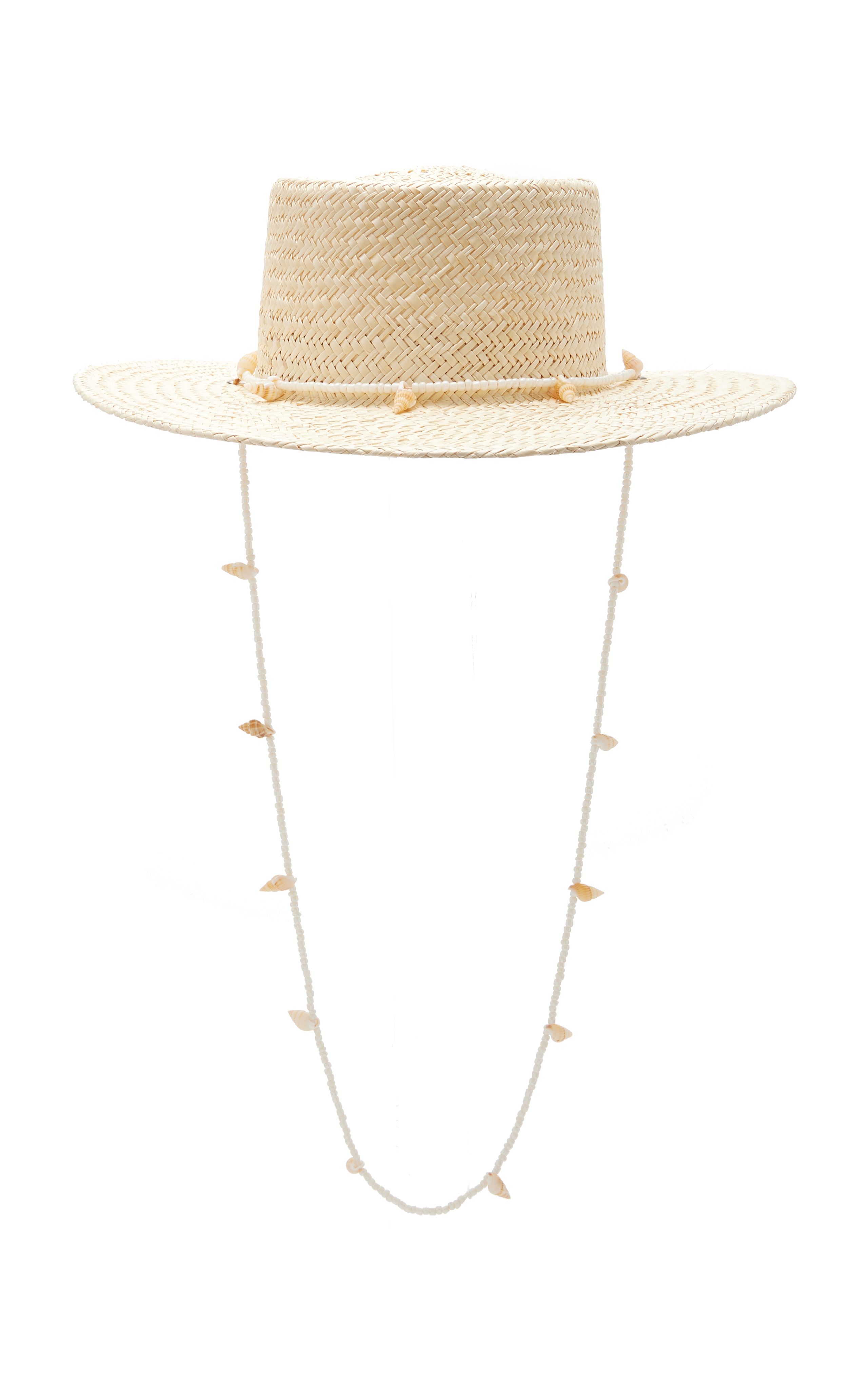 Seashell-Trimmed Raffia Boater Hat | Moda Operandi (Global)