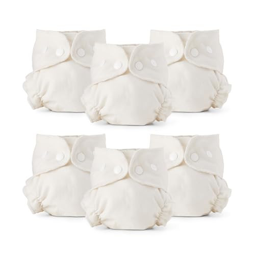Esembly Cloth Diaper Inner - Organic Cotton Fitted Diaper- Soft, Ultra-Absorbant, Trim-Fitting Layer to Pair with Waterproof Outer for Blowout-Proof Diapering - 6-Pack, Size 1 (7-17lbs) | Amazon (US)