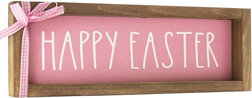Happy Easter Sign Wooden Centerpieces Tables Decorations Wall Office Desk Top Shelf Mantle Wood D... | Amazon (US)