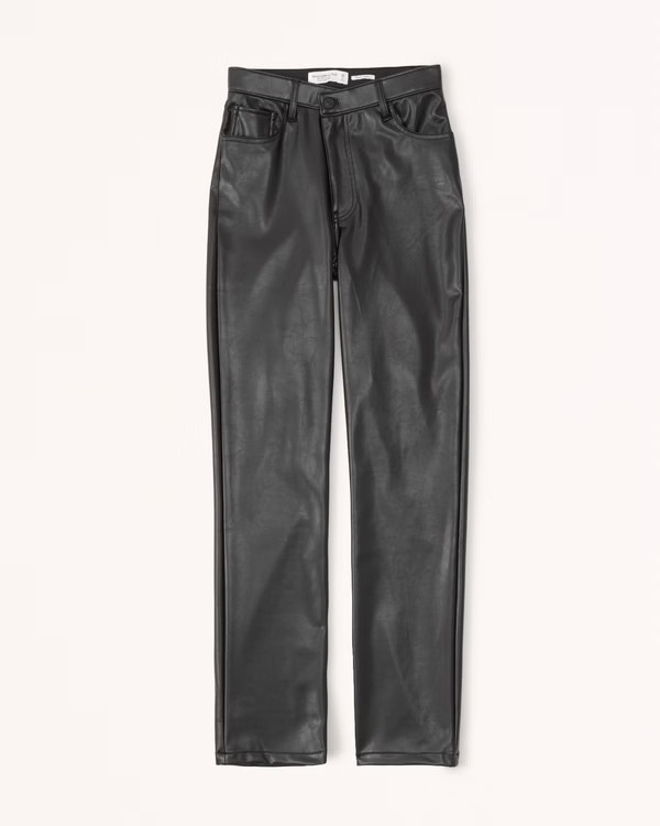 Criss-Cross Waistband Vegan Leather 90s Straight Pant | Abercrombie & Fitch (US)