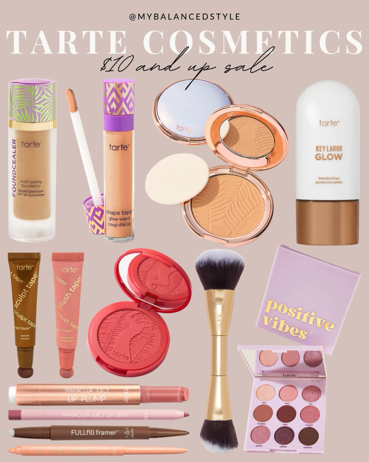 Tarte cosmetics $10 and up sale!

dewy skin tint and lightweight foundation
cream blush in peach and pink tones
glowy liquid highlighter drops
soft brown mascara and lash lifts
neutral shimmer eyeshadow sticks
hydrating lip oils and gloss balms
fresh skin primers and spf base
feathered brow gels and pencils
soft glam bronzer and contour creams
clean girl everyday makeup essentials

#LTKSeasonal #LTKSaleAlert #LTKBeauty