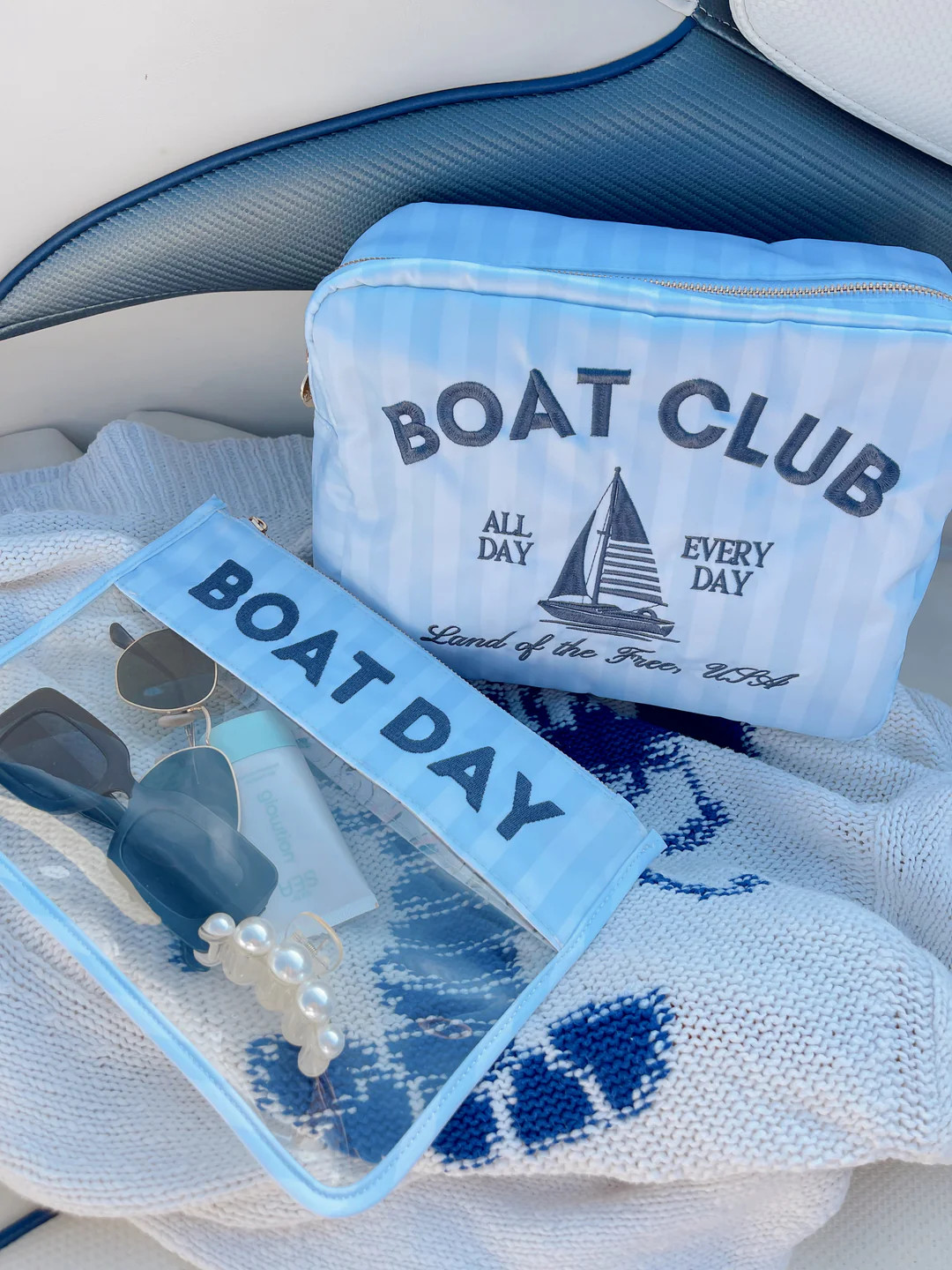 Boat Club - Blue Stripes XL Bag | KenzKustomz