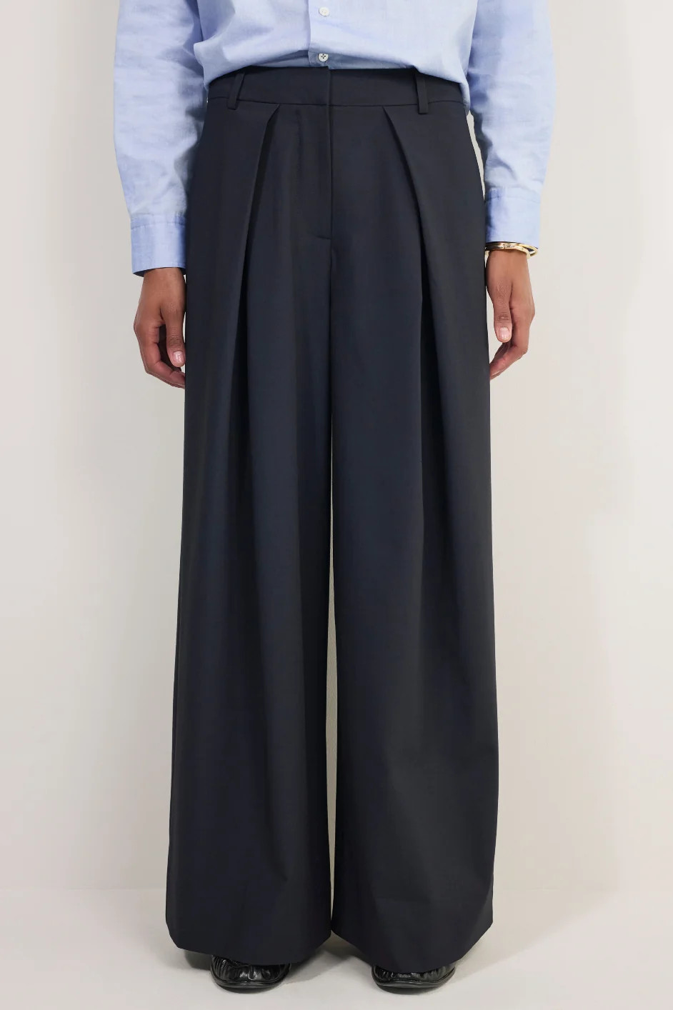 Willa Crossover Wide Leg Trouser - Midnight | WYSE London