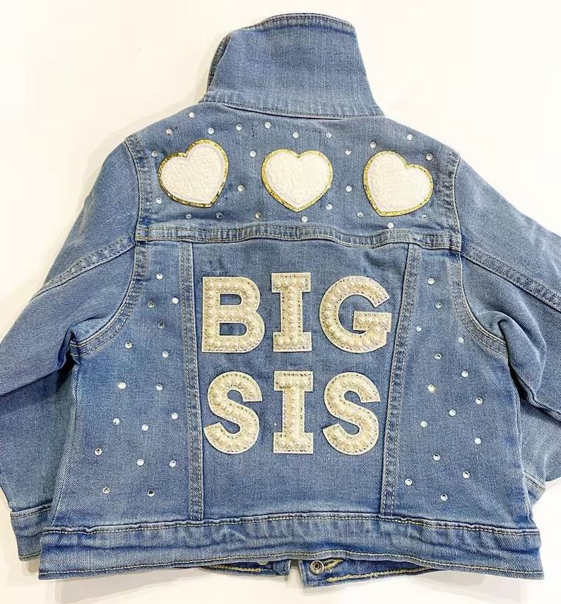 Big Sis Jean Jacket | Pregnancy Announcement Jean Jacket | Big Sister Patch Jacket | Big Brother ... | Etsy (US)