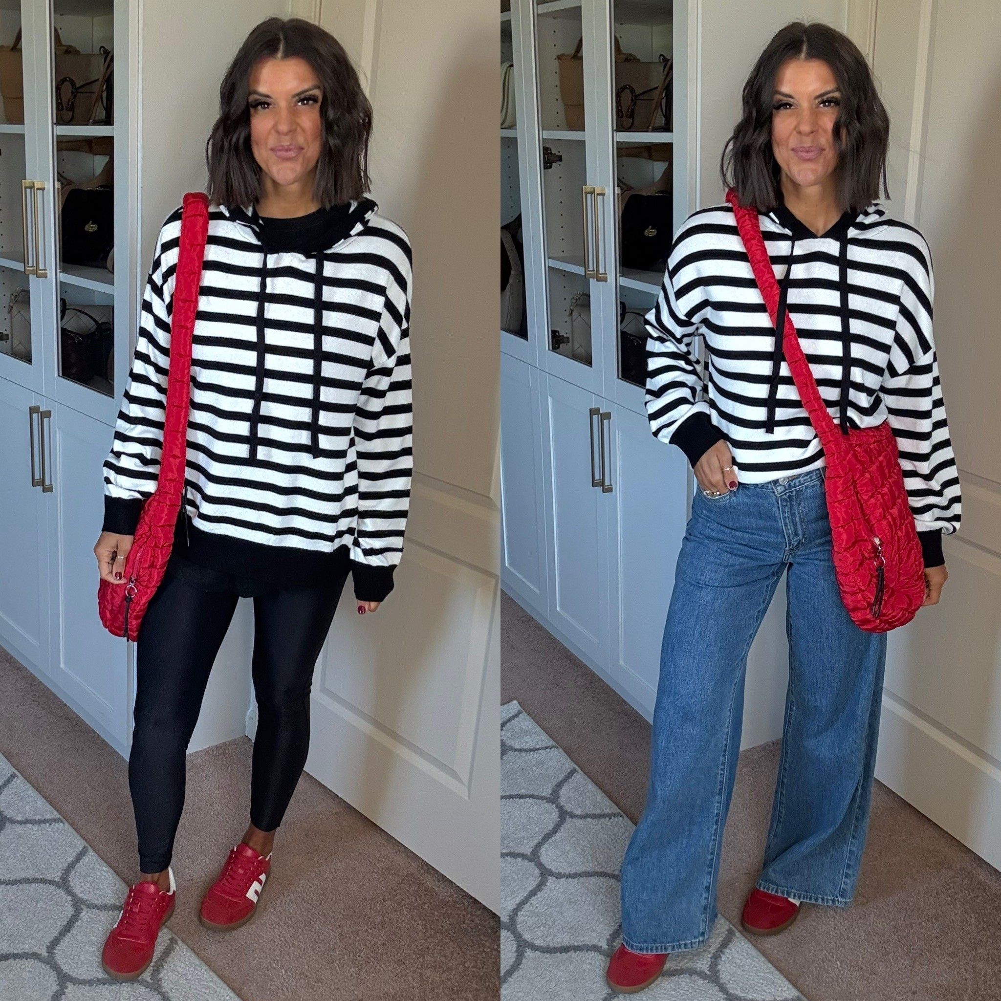 small in pullover and tee, size 27 in Levi jeans (stay tts), size xs in leggings

#LTKFindsUnder100 #LTKSeasonal