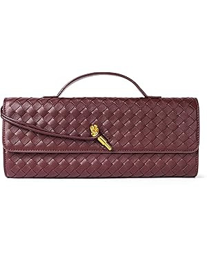 Woven Purse for Women Evening Clutch Woven Leather Handbags Crossbody Bag Formal Evening Bag | Amazon (US)