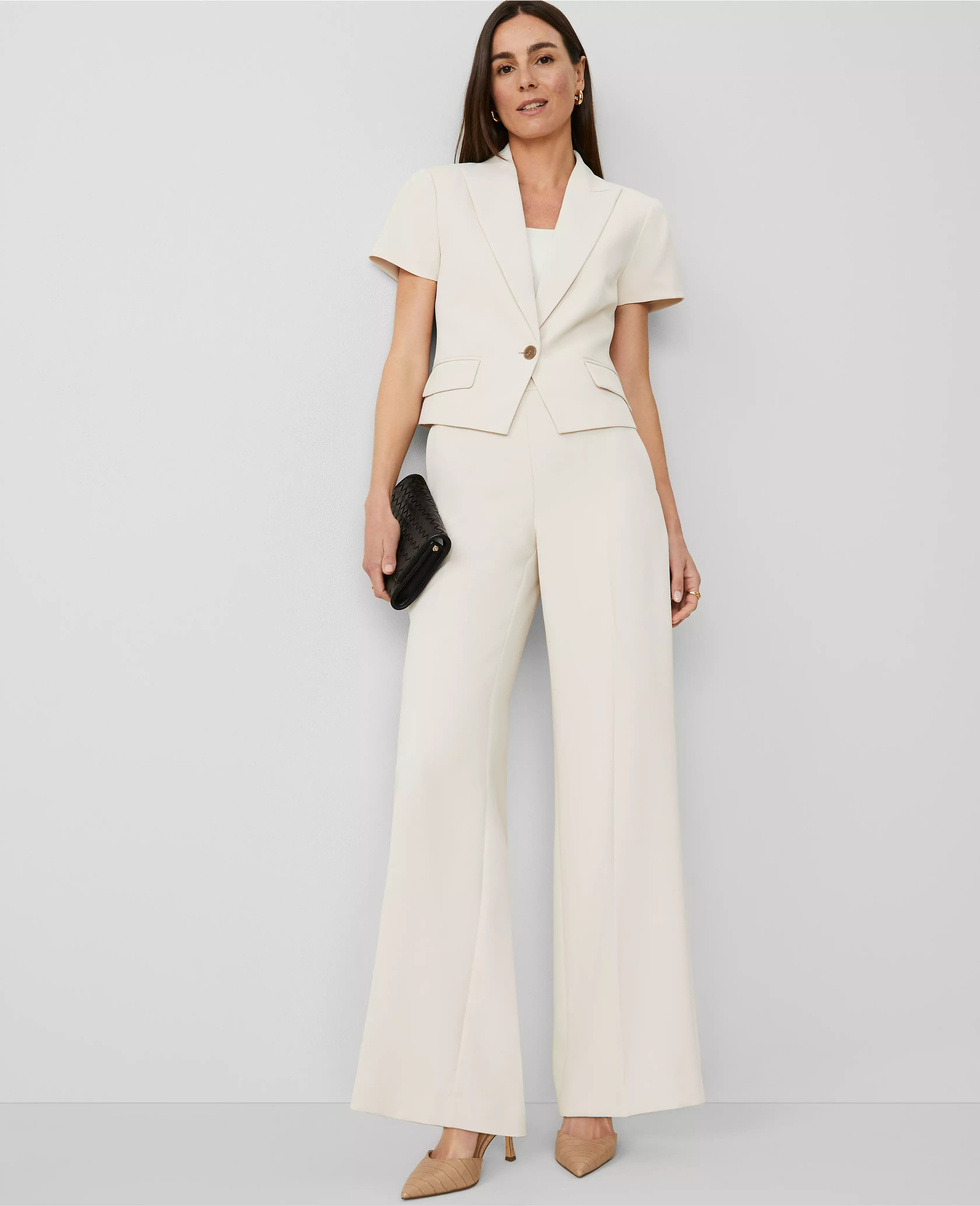 The Side-Zip Wide-Leg Pant in Fluid Crepe | Ann Taylor