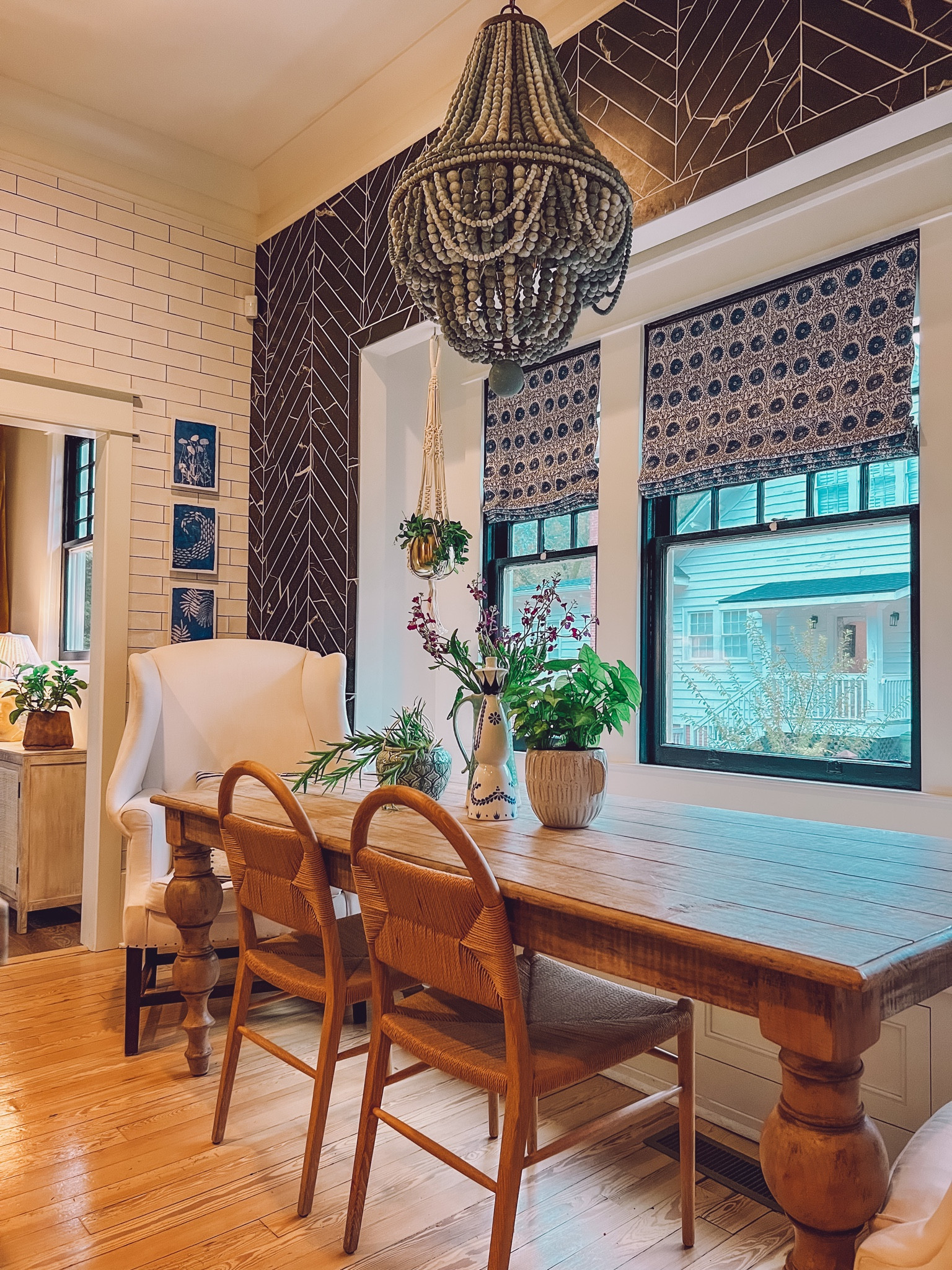 Our Breakfast Room…
Black Tile Wall- Mission Stone & Tile
Chairs- Restoration Hardware
Planters & Chandelier- shopaddisonswonderland.com
Roman Shades- Smith & Noble

#LTKhome #LTKunder50 #LTKstyletip