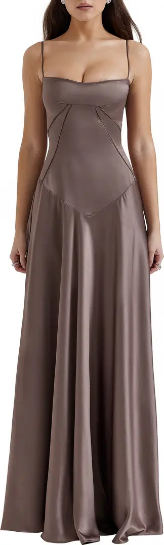 HOUSE OF CB Anabella Lace-Up Satin Gown | Nordstrom | Nordstrom