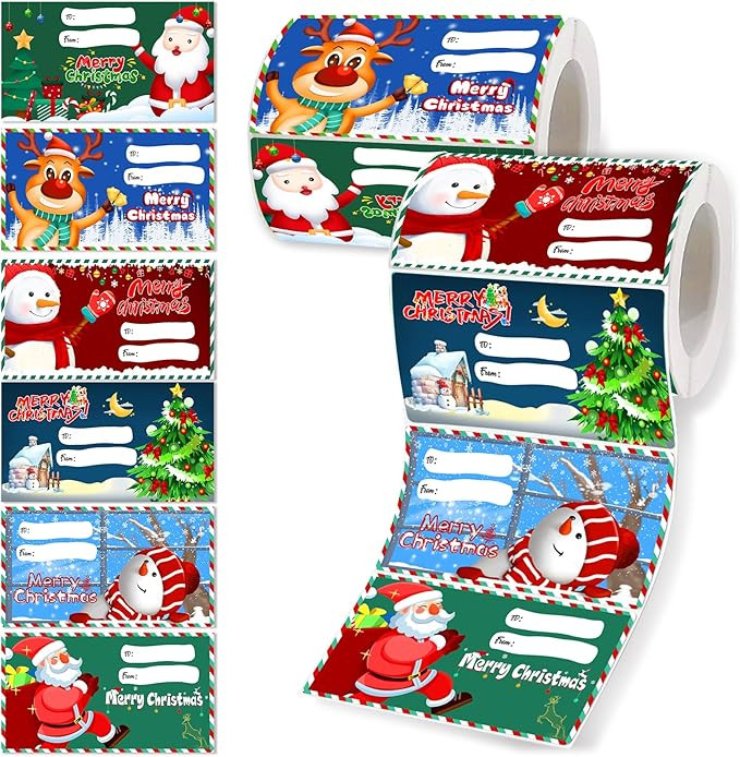 Famoby 2 Packs (Total:600pcs,300pcs/pack) Christmas Gift Tags Christmas Wrapping Paper for Christ... | Amazon (US)