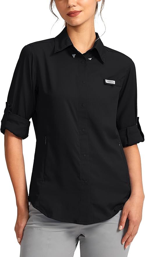 Womens Sun Protection Fishing Shirt with Zipper Pockets Lightweight SPF Long Sleeve Shirts for Hi... | Amazon (US)