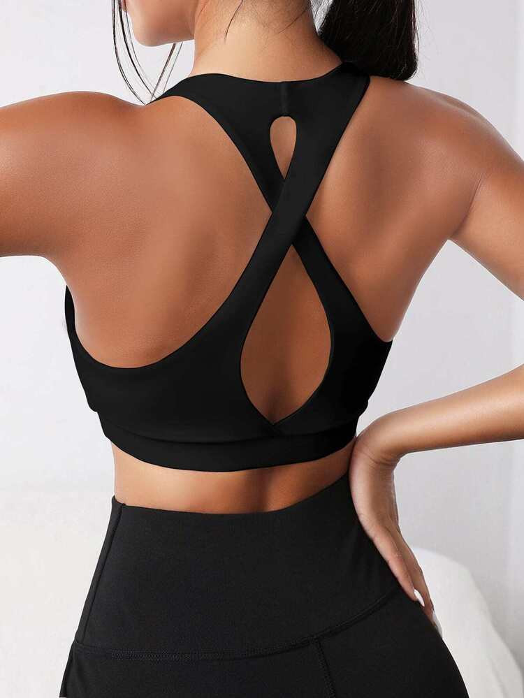 Crisscross Cut Out Back Sports Bra | SHEIN