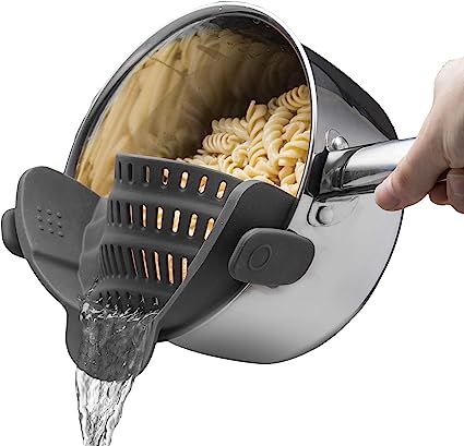 Kitchen Gizmo Snap N Strain Strainer - Gray - Patented Clip On Silicone Colander - Fits all Pots ... | Amazon (US)