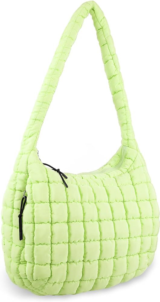 Iqimott Quilted Puffer Tote Bag Large Crossbody Shoulder Bag with Zipper, Nylon Hobo Oversized Ha... | Amazon (US)