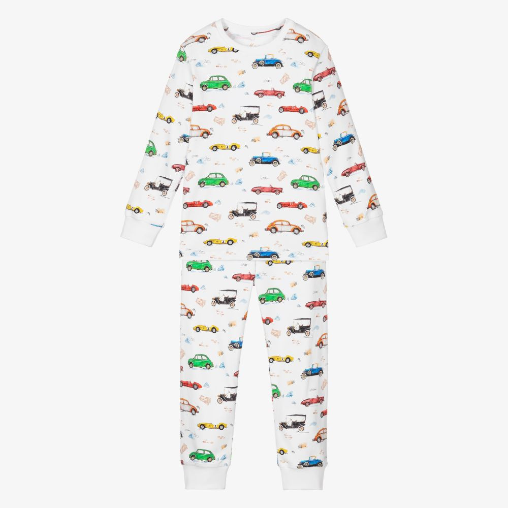 My Little Pie Boys White Retro Cars Pyjamas | Childrensalon
