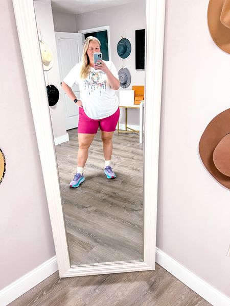 If only I could find a way to make bike shorts business casual…. 😆 

My favorite spring and summer looks for a casual outfit include bike shorts. Styled here with a graphic tee and comfortable sneakers for walking. These Hoka sneakers are a great option if you are in your feet and/or walking a lot. 

Plus size active wear
Plus size activewear 
Plus size bike shorts 
Plus size outfit
casual outfit 
Plus size workout 

#LTKplussize #LTKstyletip #LTKover40