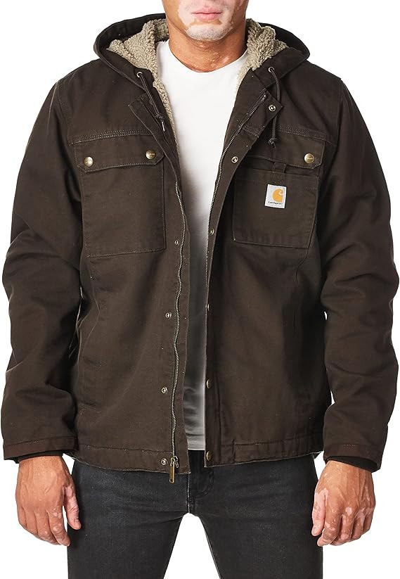 Carhartt Men's Relaxed Fit Washed Duck Sherpa-Lined Utility Jacket | Amazon (US)