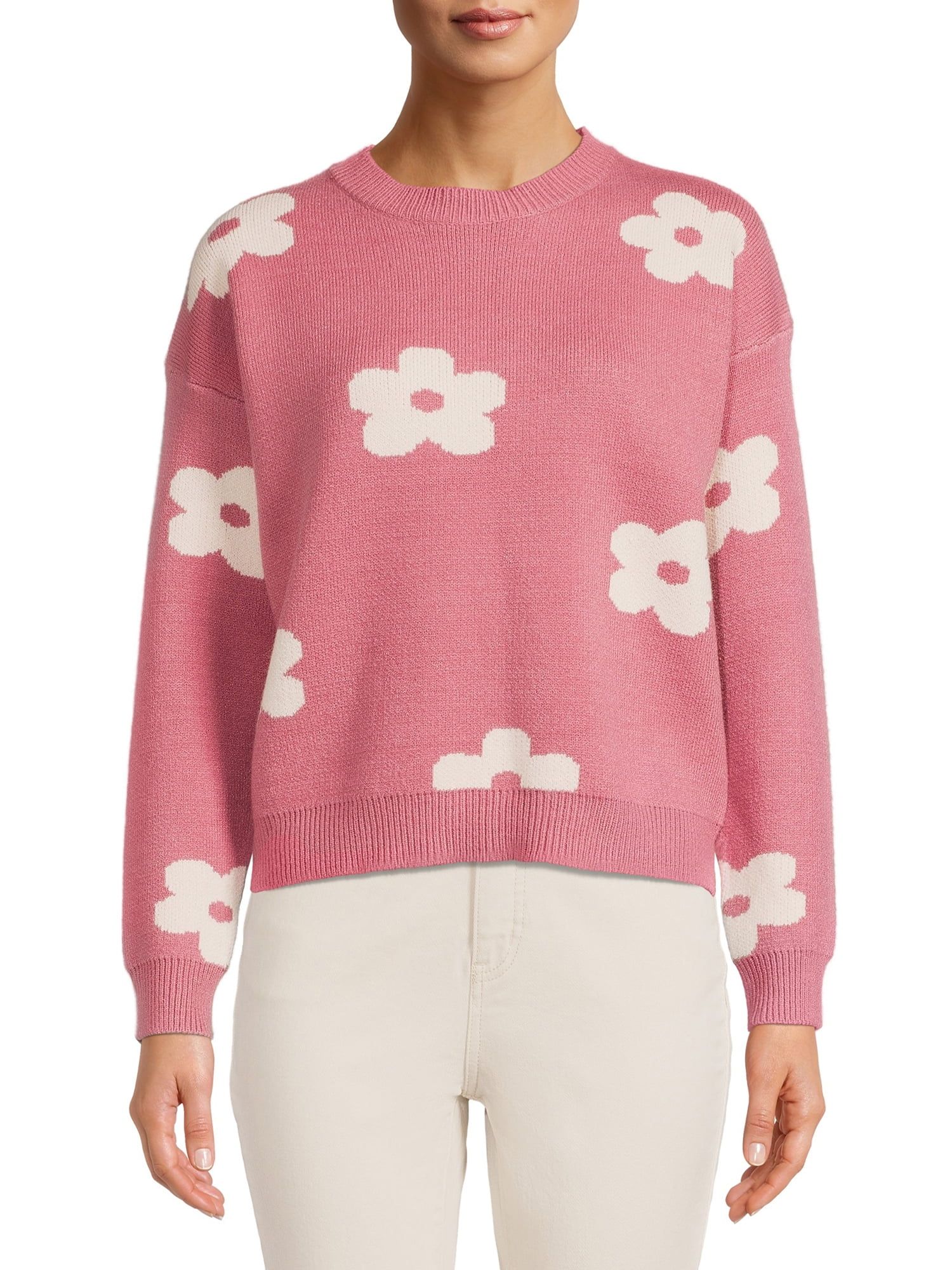 Dreamers by Debut Womens Print Pullover Long Sleeve Sweater - Walmart.com | Walmart (US)
