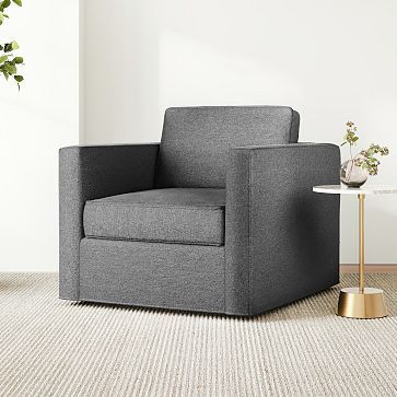 Harris Fitted Slipcover Swivel Chair | West Elm (US)