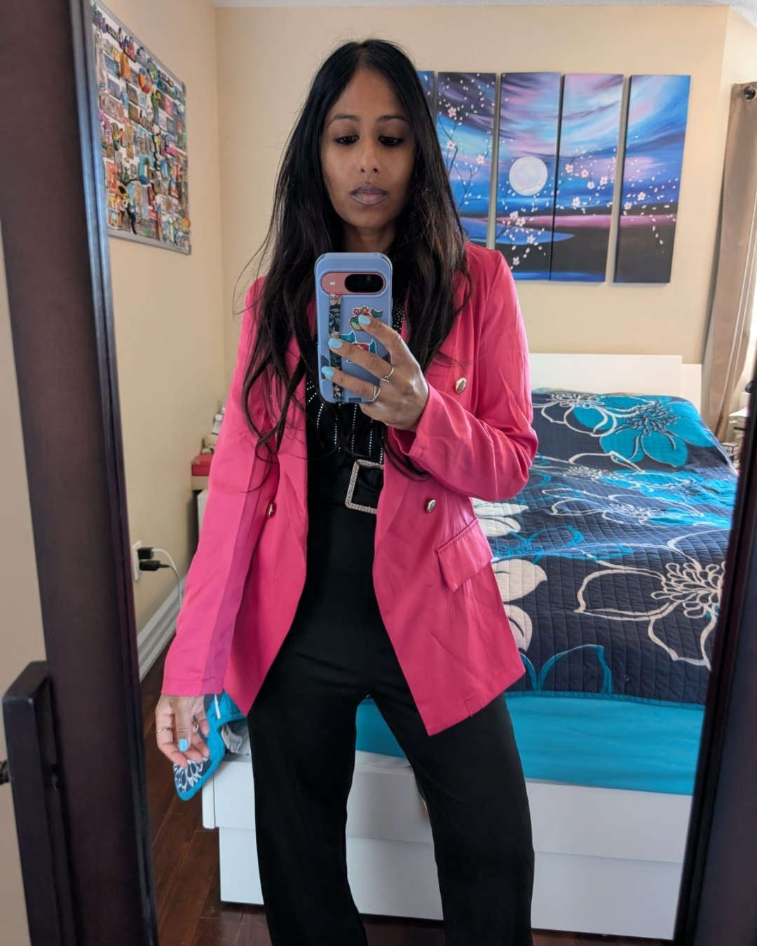 Work wear, fall fashion, office wear, blazer, dress pants, pink blazer, bracelets, nails, professional, crop top, barbie style, hot pink, jumpsuit, belt 

#LTKworkwear #LTKstyletip #LTKfall