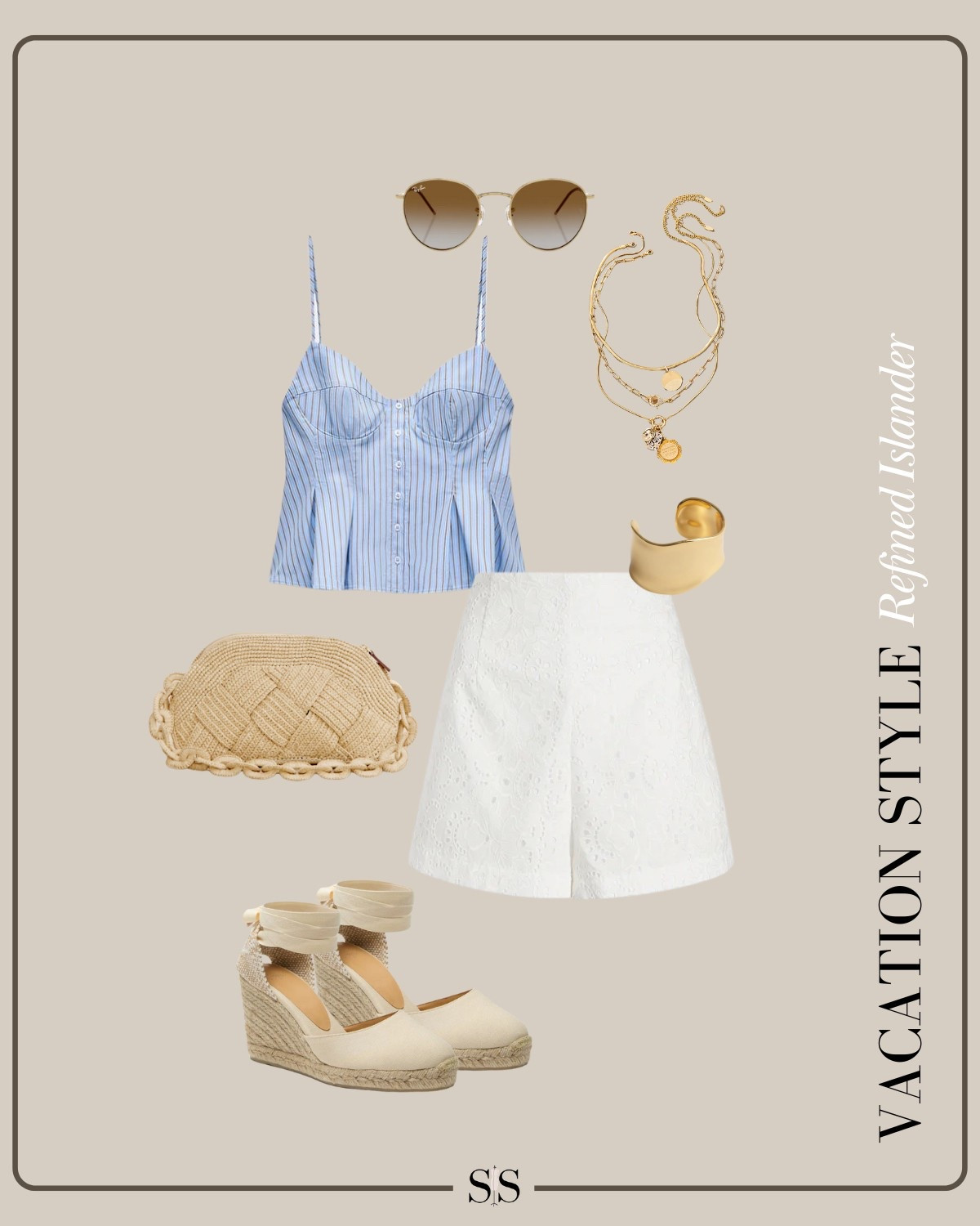 Vacation Style | Refined Islander: 

Perfect for a casual dinner or date night after a day of exploring, this outfit pairs a button-up corset-style top with airy shorts for a playful yet polished look. Add espadrilles for a laid-back vibe or swap for sandals if you need more comfort. 

#IslandVibes #EffortlesslyPolished #VacationStyle

#LTKTravel #LTKStyleTip