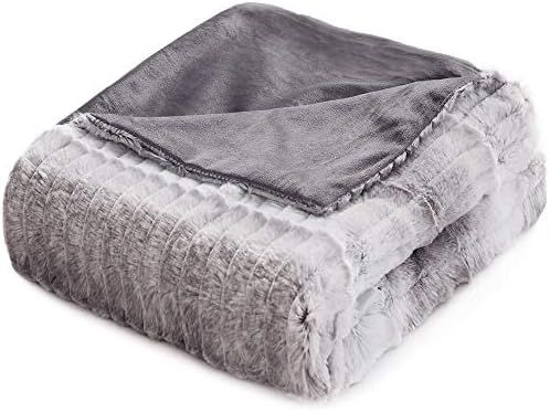 KAWAHOME Striped Pattern Faux Fur Blanket Super Soft Cozy Warm Fluffy Plush Winter Blanket for Co... | Amazon (US)