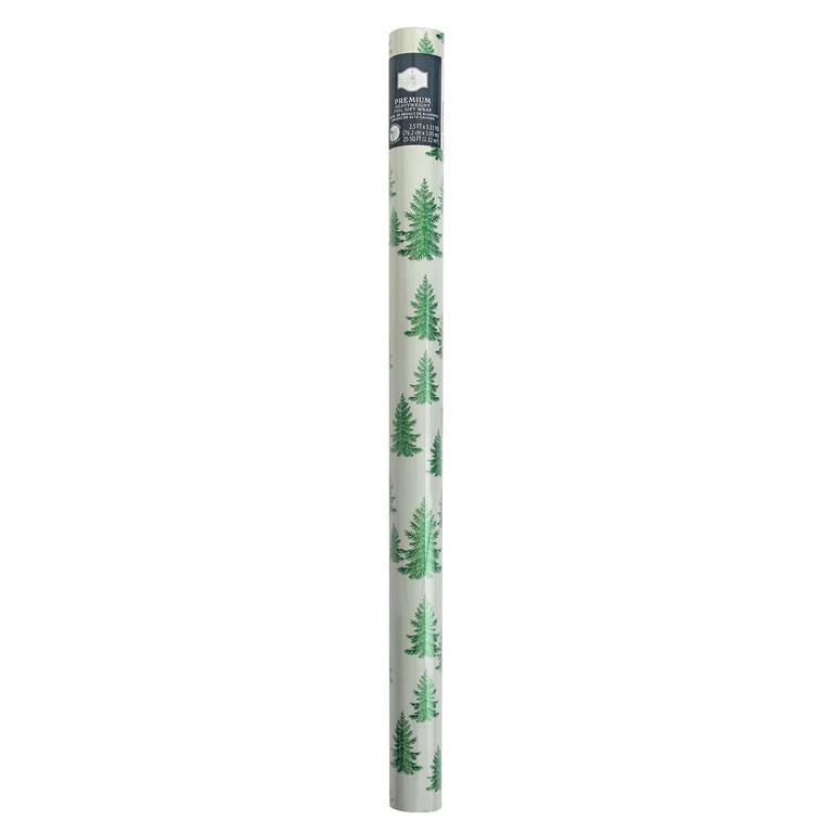 Christmas Tree Green and White Gift Wrap, 25 sq ft, FSC Certified Paper, by Holiday Time | Walmart (US)