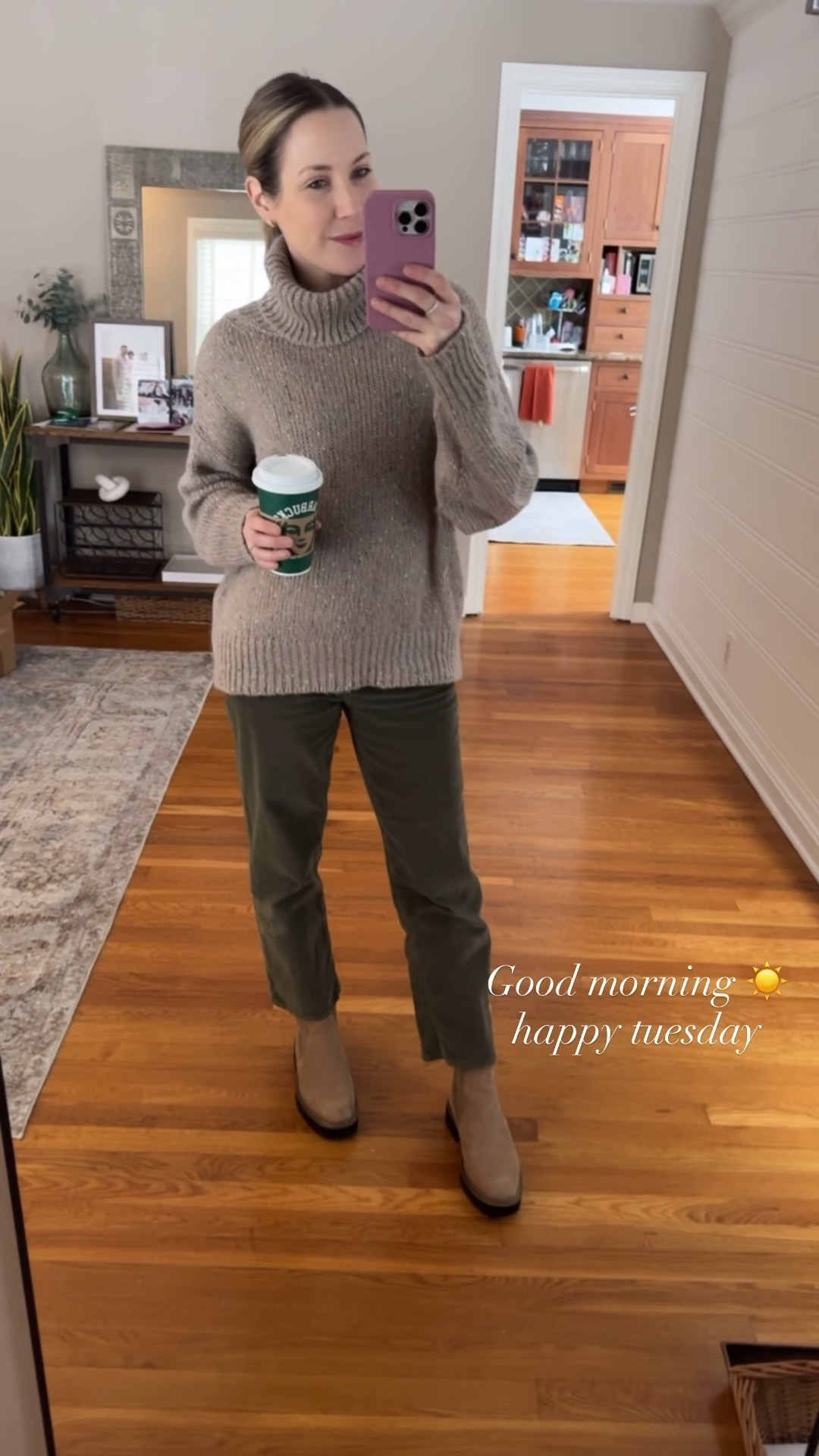 My Tuesday earthy look 🌍 green corduroy pants (high waisted, wide leg, and cropped - such a good fit!), old sweater from Something Navy’s collection circa 2018? (linked similar), and my favorite Chelsea boots 💋 

#LTKWorkwear #LTKmomlife #LTKootd