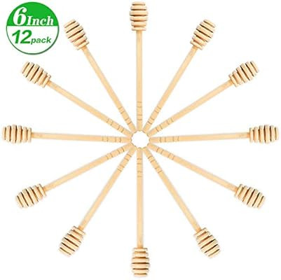 12 Pack Mini Wooden Honey Dipper Sticks, Honey Dippers 6 inch with Individually Wrapped Server fo... | Amazon (US)