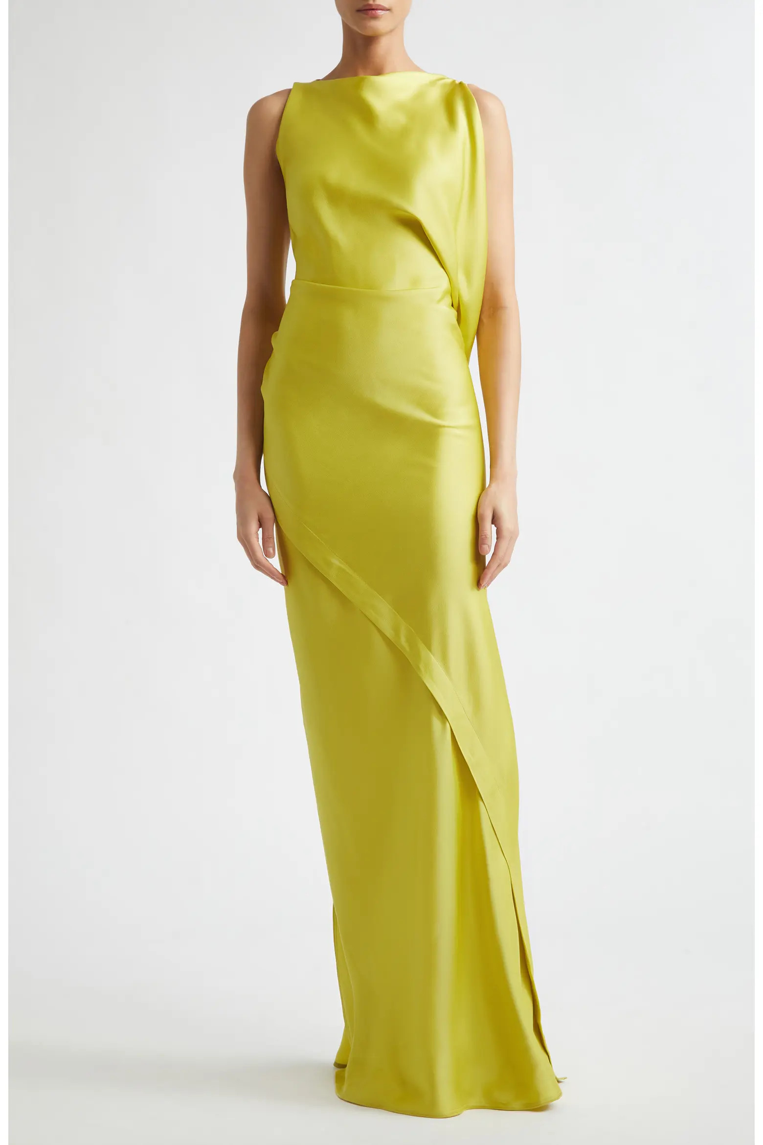 Victoria Beckham Kyra Sleeveless Draped Satin Gown (Women) | Nordstrom | Nordstrom
