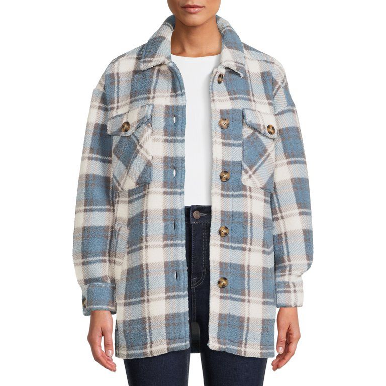 Love Tree Juniors' Oversized Fleece Shirt Jacket | Walmart (US)