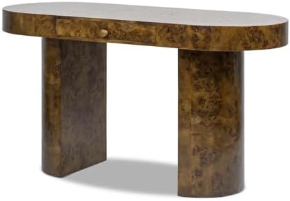 Jennifer Taylor Home Jesse 55.5" Single Drawer Oval Computer Desk, Dark Brown Burl Wood | Amazon (US)