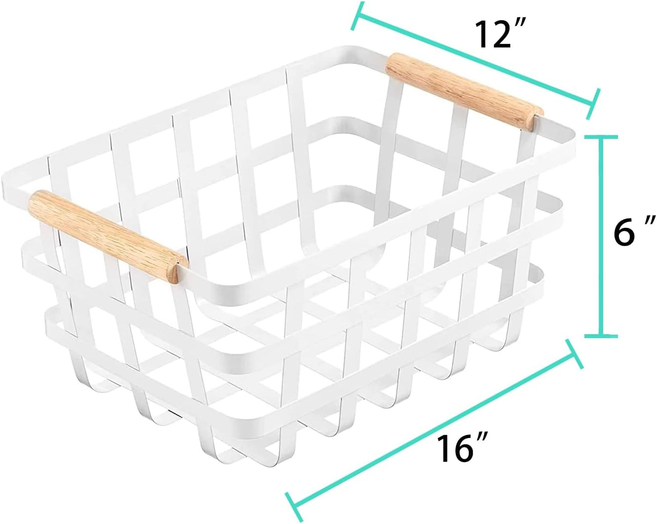 Large Farmhouse Baskets Pantry Basket Storage Organizer Fruit Bin with Wood Handles for Pantry Ca... | Amazon (US)