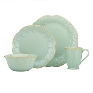 French Perle 4-Piece Traditional Light Blue Stoneware Dinnerware Set (Service for 1) | The Home Depot
