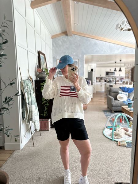 Obsessed with this comfy casual Americana look! I think it’s the perfect patriotic look for on the go mamas & they are a great price!! 

#LTKFindsUnder50 #LTKMidsize #LTKStyleTip