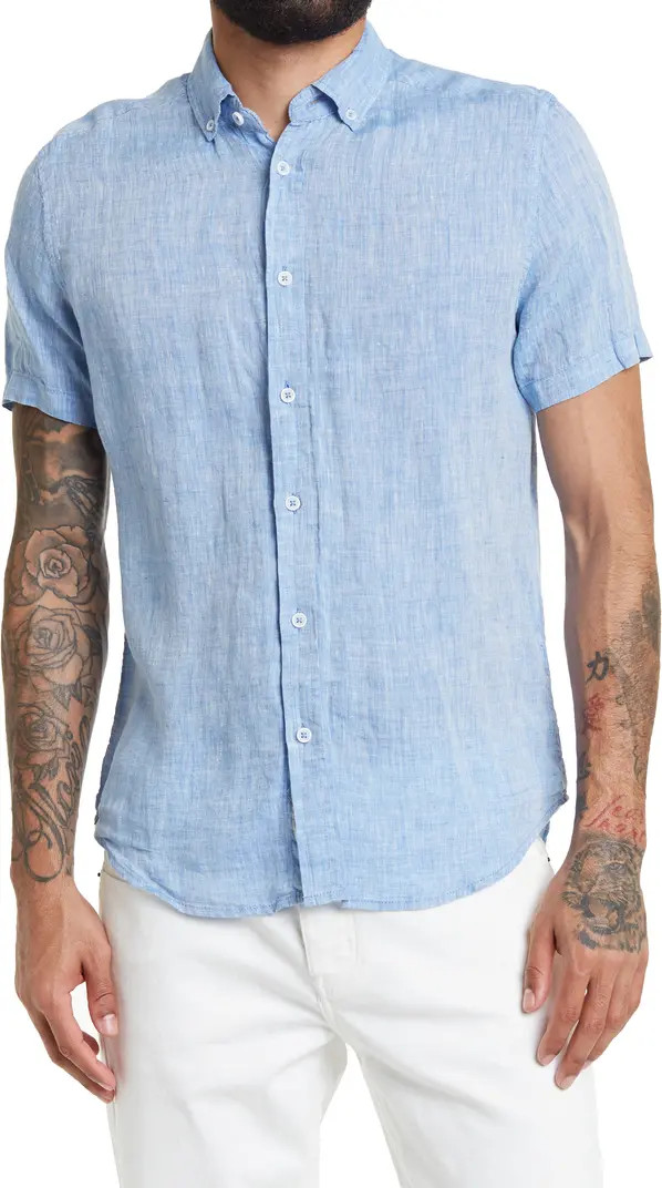 Woven Short Sleeve Regular Fit Linen Shirt | Nordstrom Rack