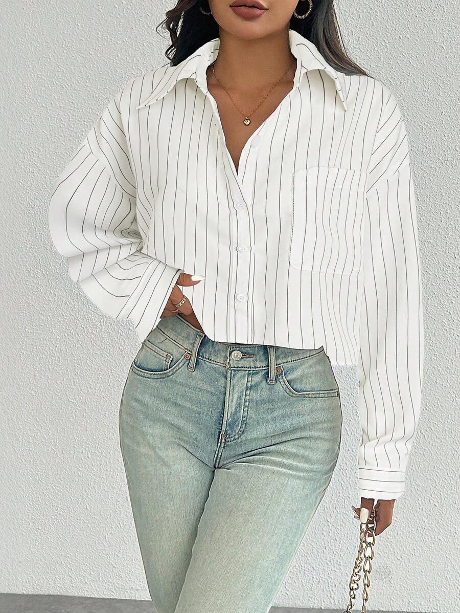 SHEIN Relaxiva Casual Versatile Fashion Long Sleeve Single Breasted Collared Button Up Women Shir... | SHEIN