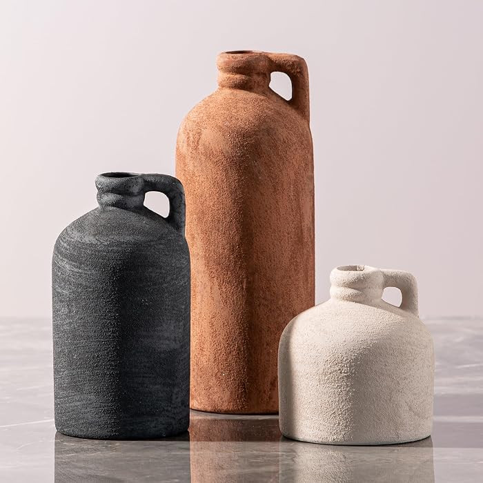 Ceramic Vase Home Table Decor - Flower Vase Set of 3 Living Room Kitchen Decorations Farmhouse Mo... | Amazon (US)
