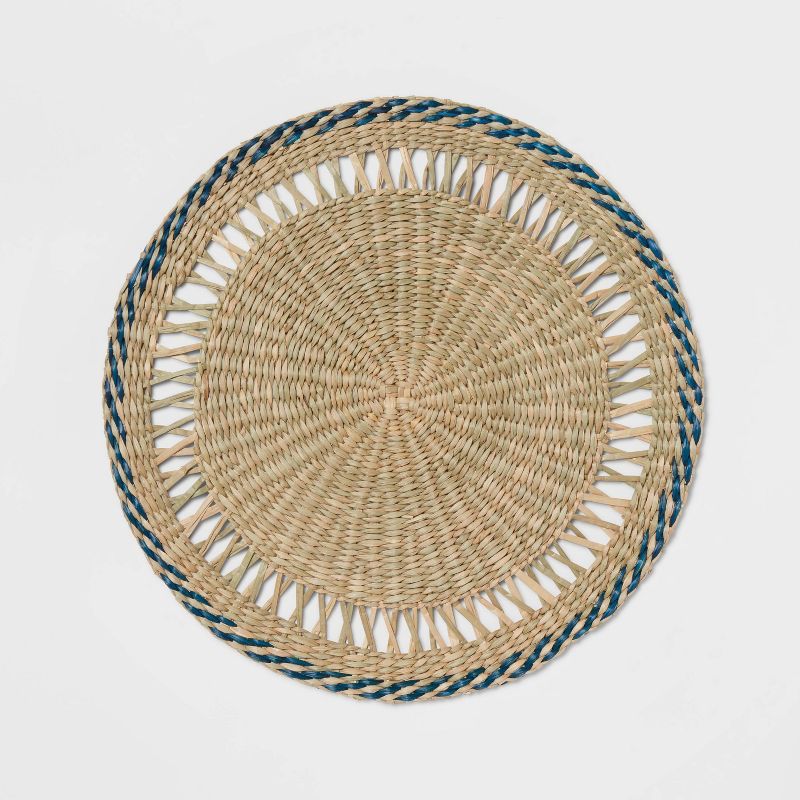 15" Woven Seagrass Charger Blue/Natural - Threshold™ | Target