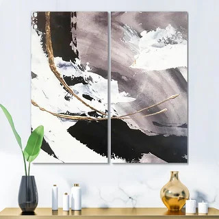 Designart 'Glam Painted Arcs II' Transitional Canvas Wall Art Print 2 Piece Set - Overstock - 339... | Bed Bath & Beyond
