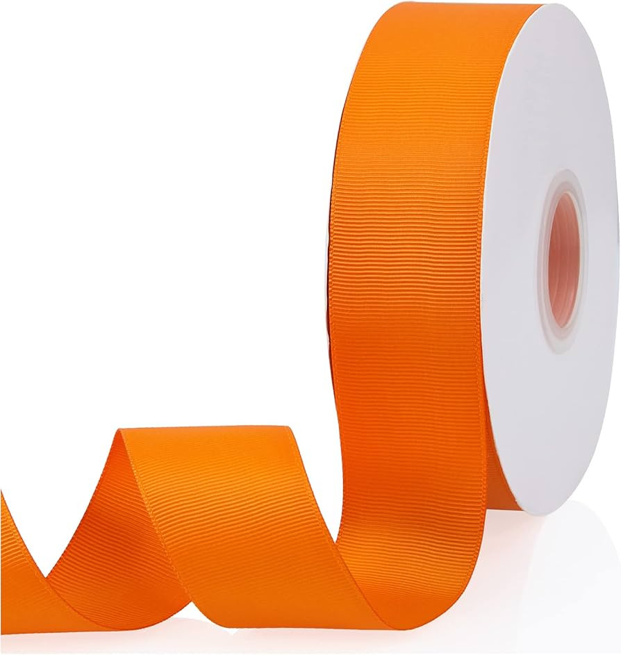 Orange 1-1/2" X 50 Yards Solid Color Double Faced Grosgrain Ribbon for Gifts Wrapping, Wedding, P... | Amazon (US)
